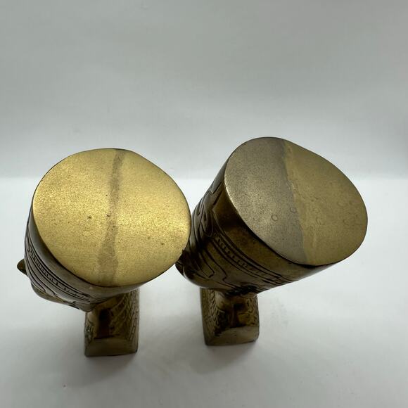 Vintage Solid Brass Egyptian Pharaoh Tutankhamun Pair of 2 Egypt - Picture 5 of 8